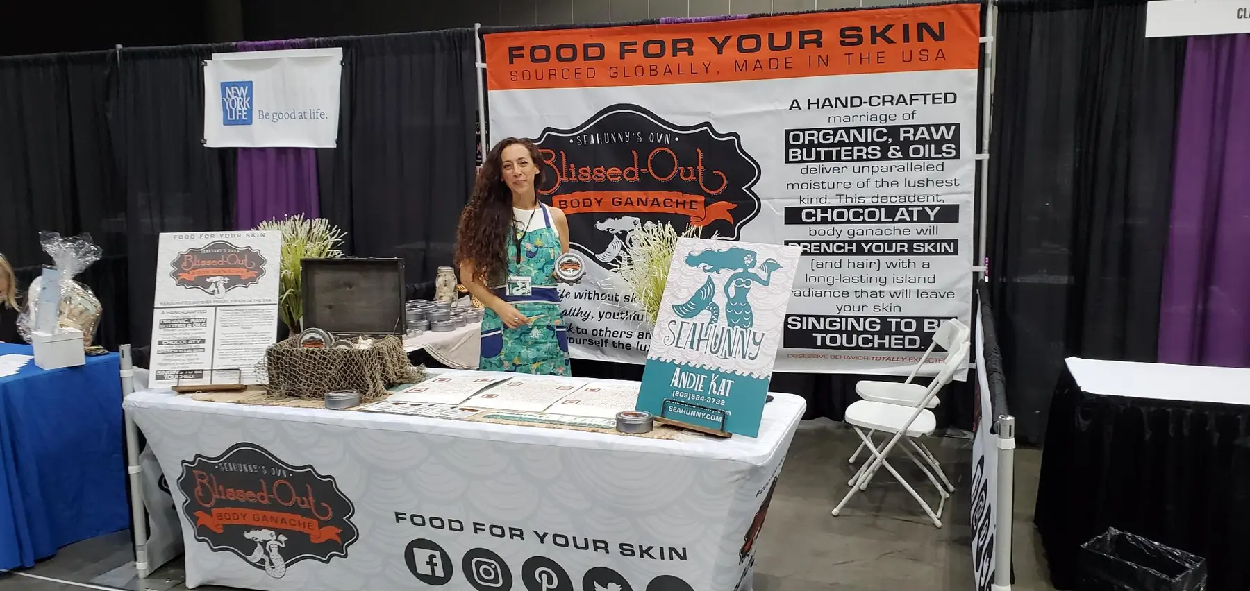 The SEAHUNNY expo booth with Food For Your Skin banner