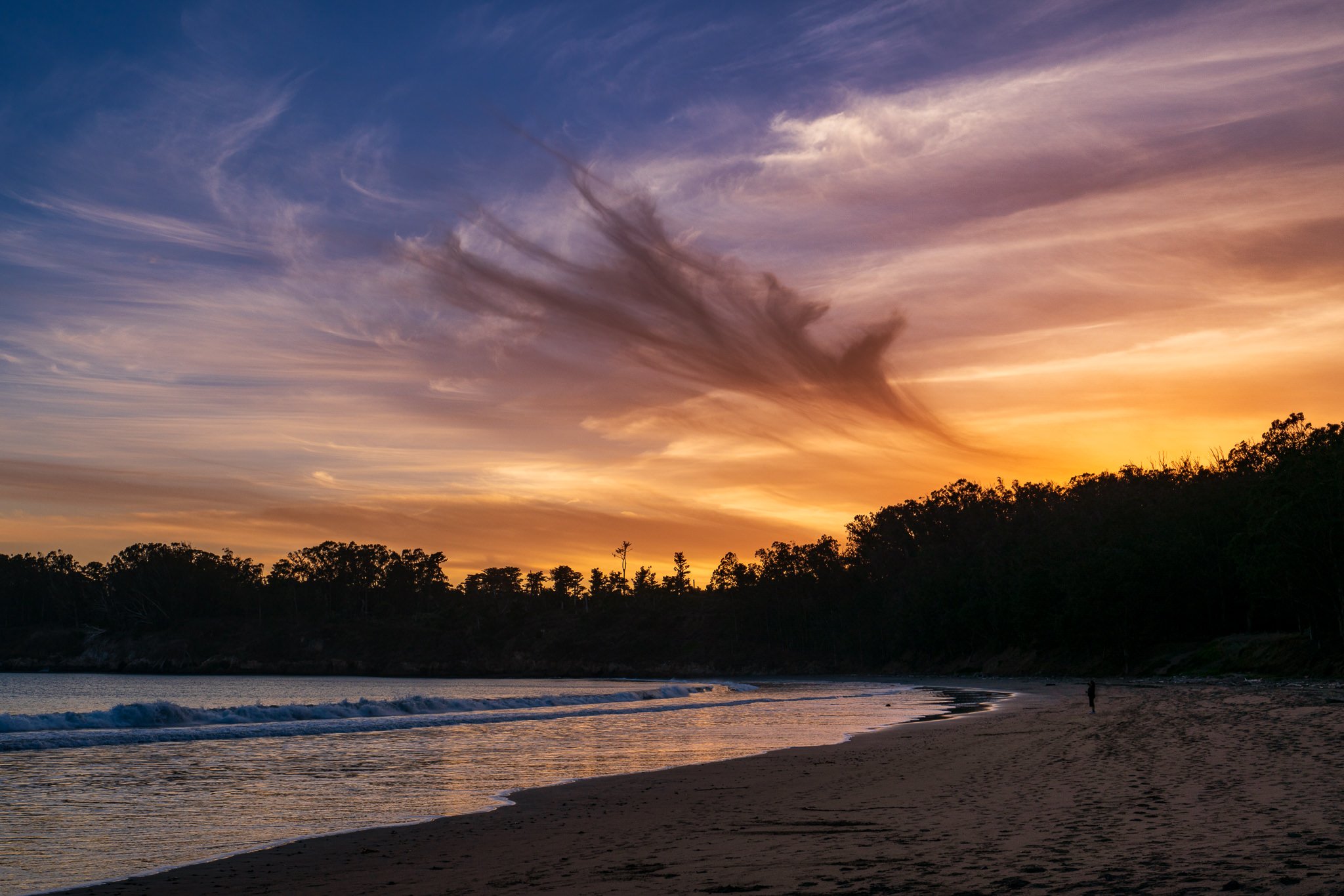A warm sunset over Hearst Beach on the Central Coast