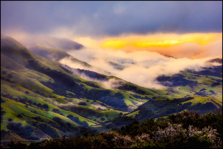 Morning light and mist over the hills of San Luis Obispo County