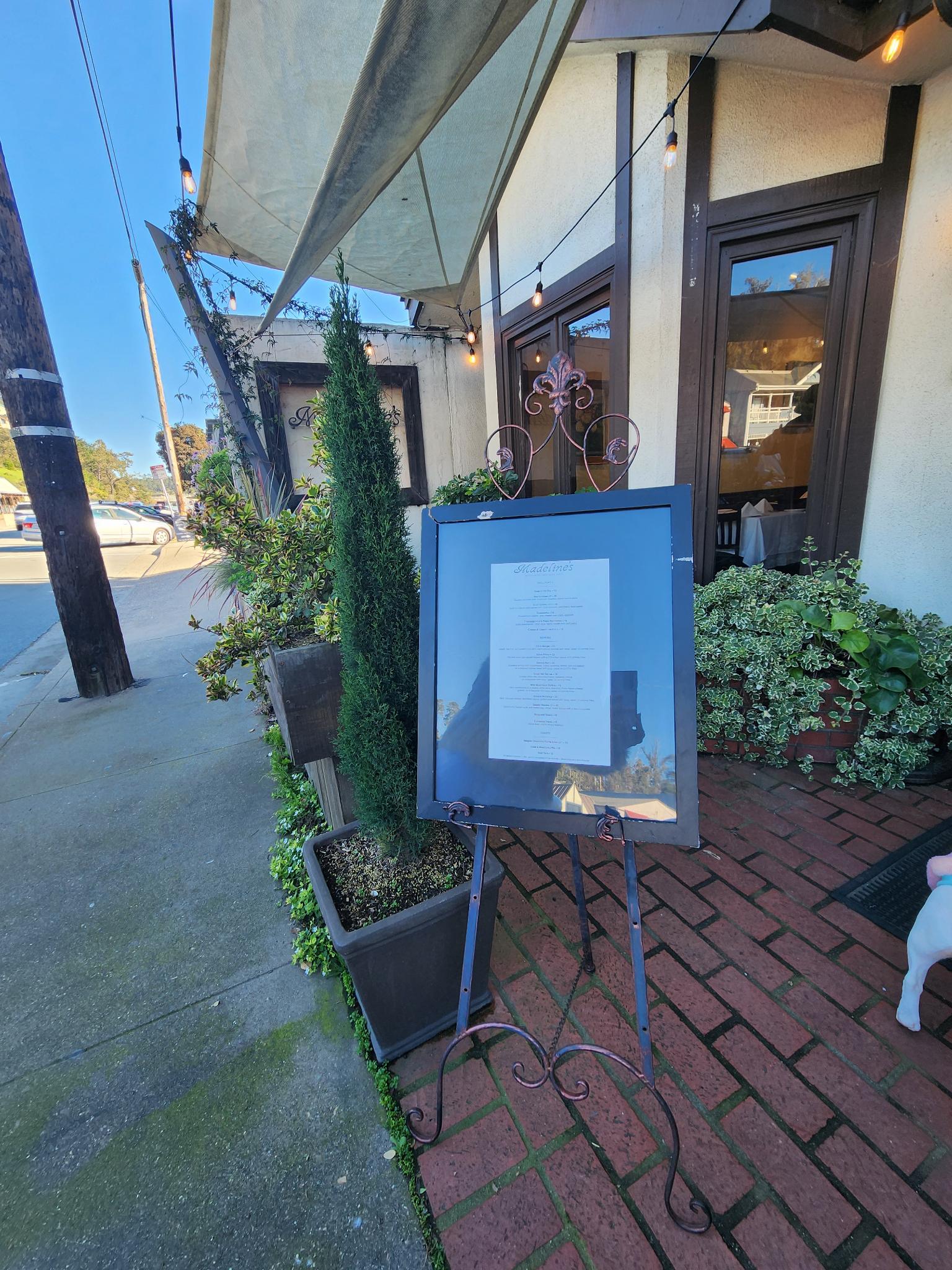 The patio beside Main Street at Madeline’s in Cambria